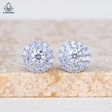  EX293 4mm Bông tai tròn 2 viền tấm 14 cánh 