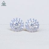  EX293 4mm Bông tai tròn 2 viền tấm 14 cánh 