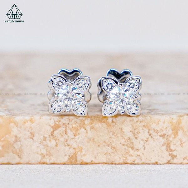  EX147 FULL MOIS 3.6mm Bông tai hoa 4 cánh nhọn 