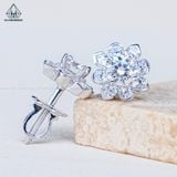  EX449 FULL MOIS 4.5mm Bông tai vuông viền bạc 