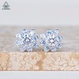  EX449 FULL MOIS 4.5mm Bông tai vuông viền bạc 