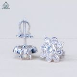  EX449 FULL MOIS 4.5mm Bông tai vuông viền bạc 