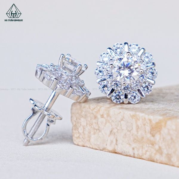  EX448 4.5mm Bông tai hoa đá 