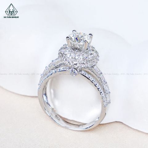 RX737 6mm Nhẫn nữ viền tròn đai tấm baguette