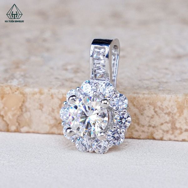  PX017 6.3mm Mặt dây hoa đá 