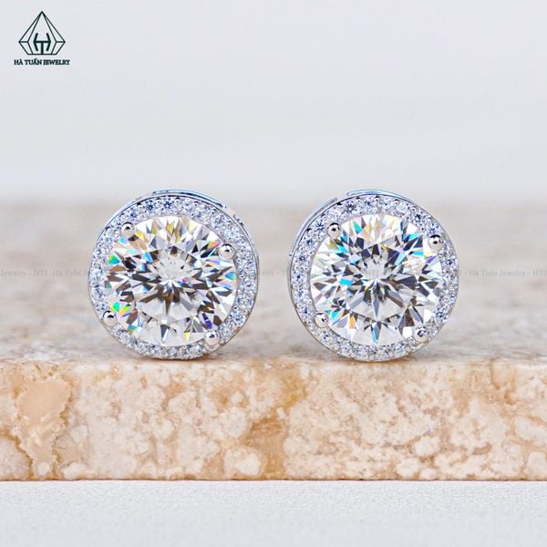  EX048 Bông tai chủ MOIS trắng 8mm (không mã cạnh) 