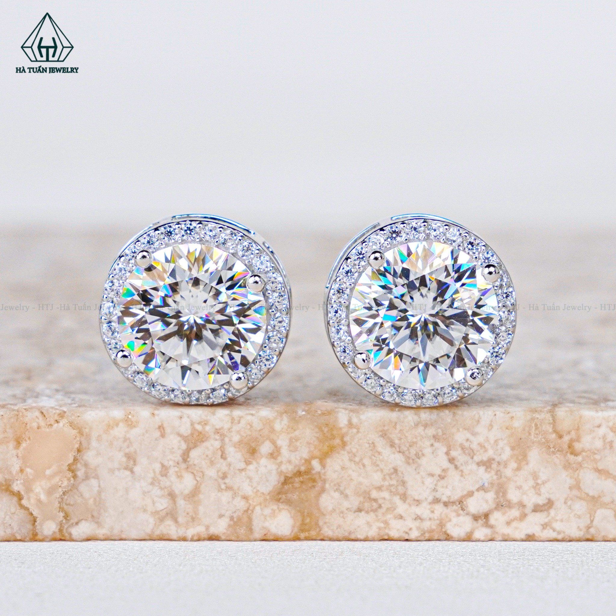  EX048 Bông tai chủ MOIS trắng 8mm (không mã cạnh) 