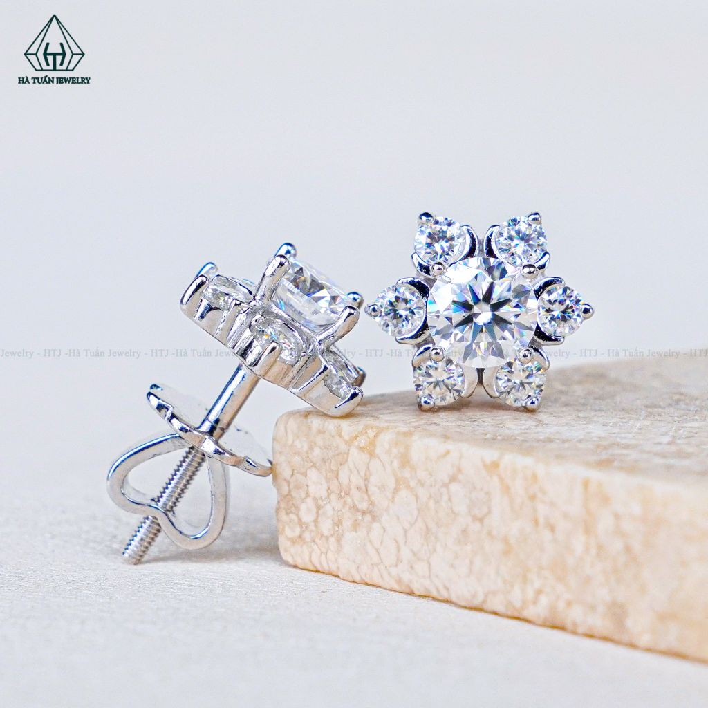 EX016 FULL MOIS 5mm Bông tai hoa 6 cánh (Không mã cạnh)