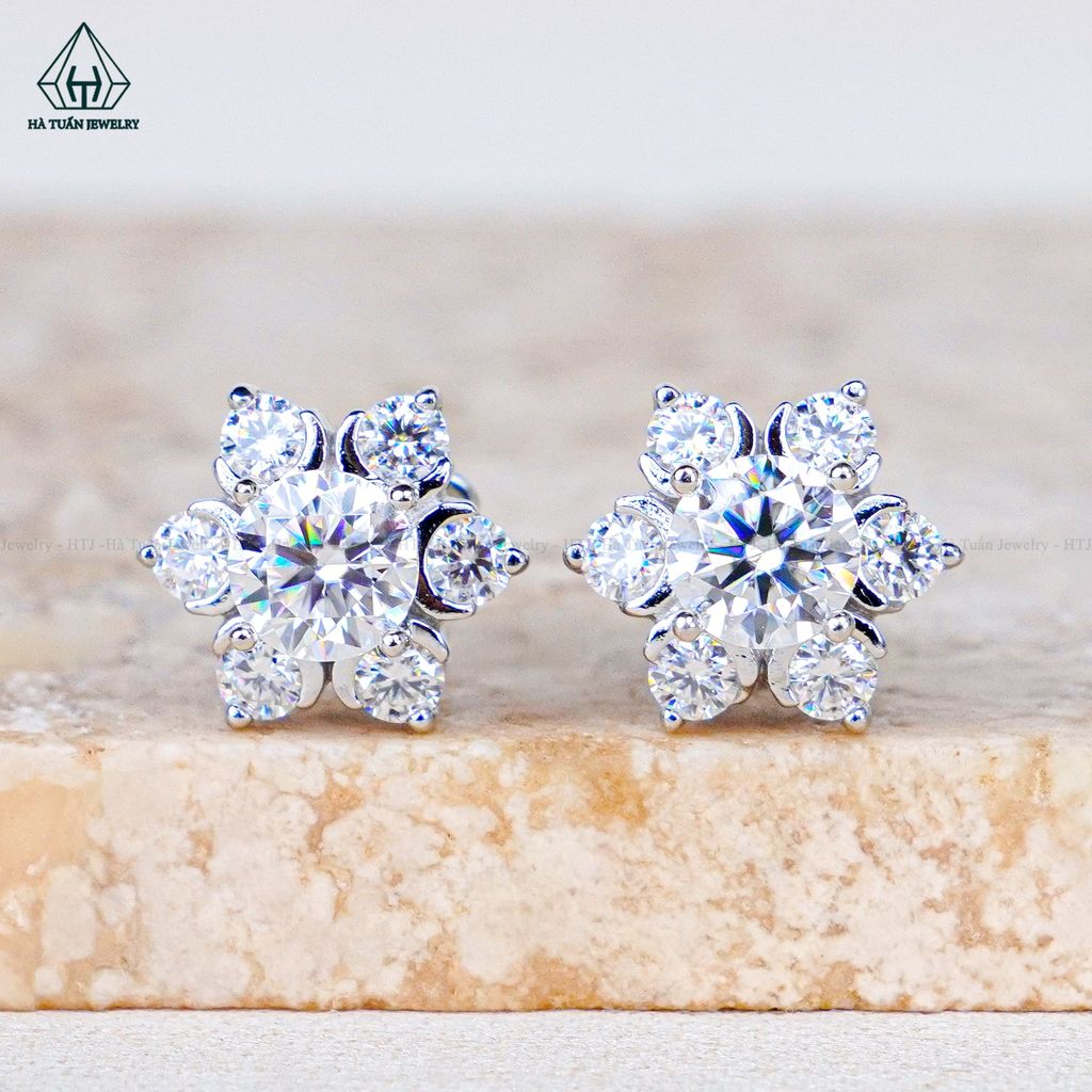 EX016 FULL MOIS 5mm Bông tai hoa 6 cánh (Không mã cạnh)