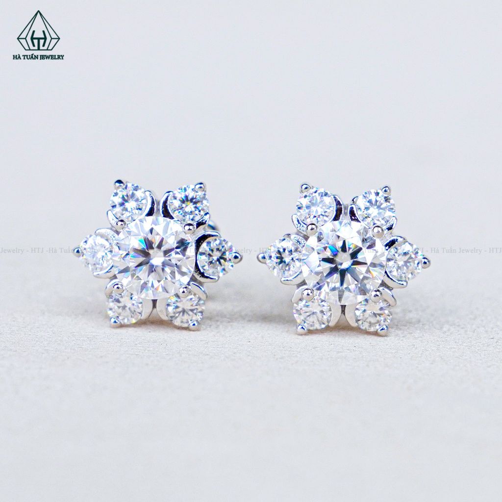 EX016 FULL MOIS 5mm Bông tai hoa 6 cánh (Không mã cạnh)