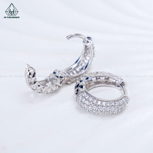  E128 Bông tai khoen đá móc máy 