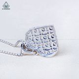  P444 Mặt dây chuyền tim phối baguette 