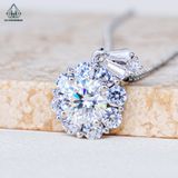  PX327 6.5mm Mặt dây hoa đá 8 cánh khoen baguette 