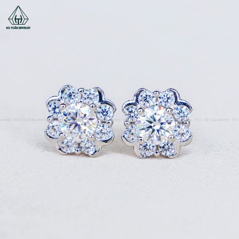 EX669 4mm Bông tai vuông viền bạc