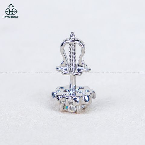EX669 4mm Bông tai vuông viền bạc
