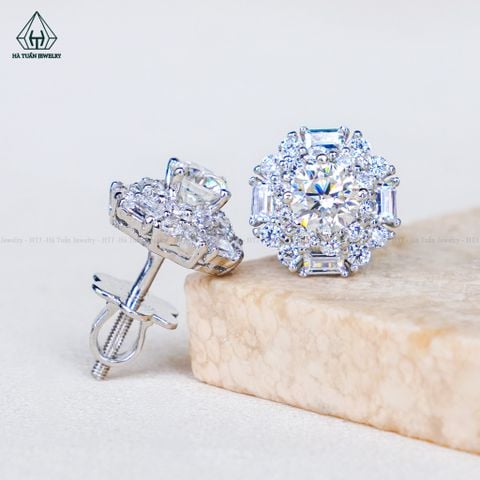 EX675 4.5mm Bông tai phối baguette