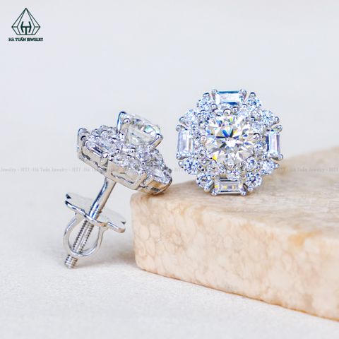 EX675 4.5mm Bông tai phối baguette