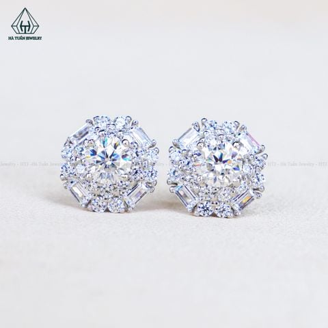 EX675 4.5mm Bông tai phối baguette