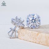  EX569 5mm Bông tai tròn phối baguette 