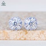  EX569 5mm Bông tai tròn phối baguette 