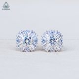  EX569 5mm Bông tai tròn phối baguette 