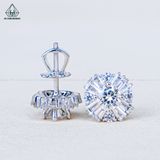  EX569 5mm Bông tai tròn phối baguette 