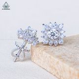  EX566 FULL MOIS 4mm Bông tai vuông 12 cánh nhọn 