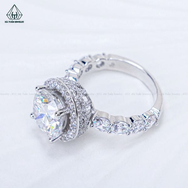 RX654 10mm Nhẫn nữ halo tròn 