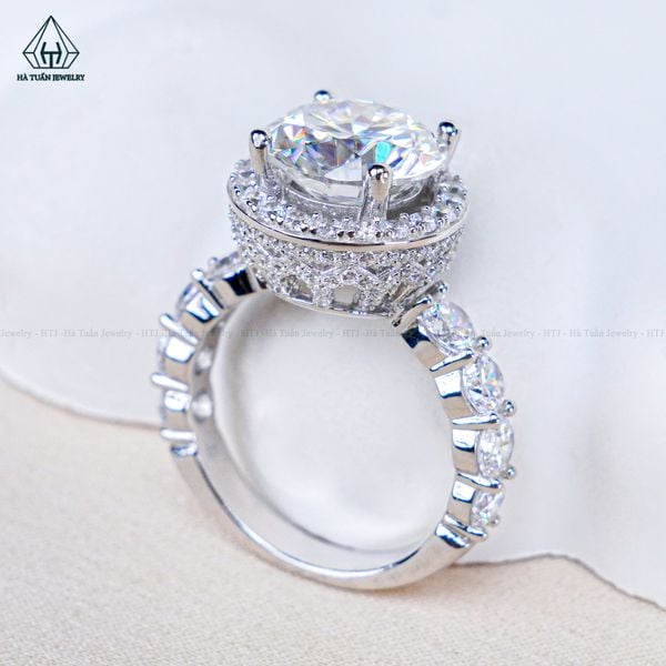  RX654 10mm Nhẫn nữ halo tròn 