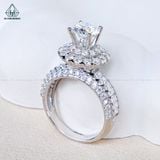  RX644 FULL MOIS 6.5mm Nhẫn nữ tròn 2 hàng tấm 