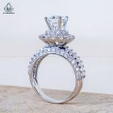  RX644 FULL MOIS 6.5mm Nhẫn nữ tròn 2 hàng tấm 