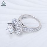  RX646 FULL MOIS 7.2mm Nhẫn nữ vuông 2 hàng tấm 