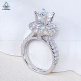  RX646 FULL MOIS 7.2mm Nhẫn nữ vuông 2 hàng tấm 