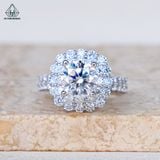  RX646 FULL MOIS 7.2mm Nhẫn nữ vuông 2 hàng tấm 