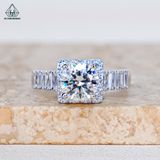  RX648 7mm Nhẫn nữ vuông phối baguette 