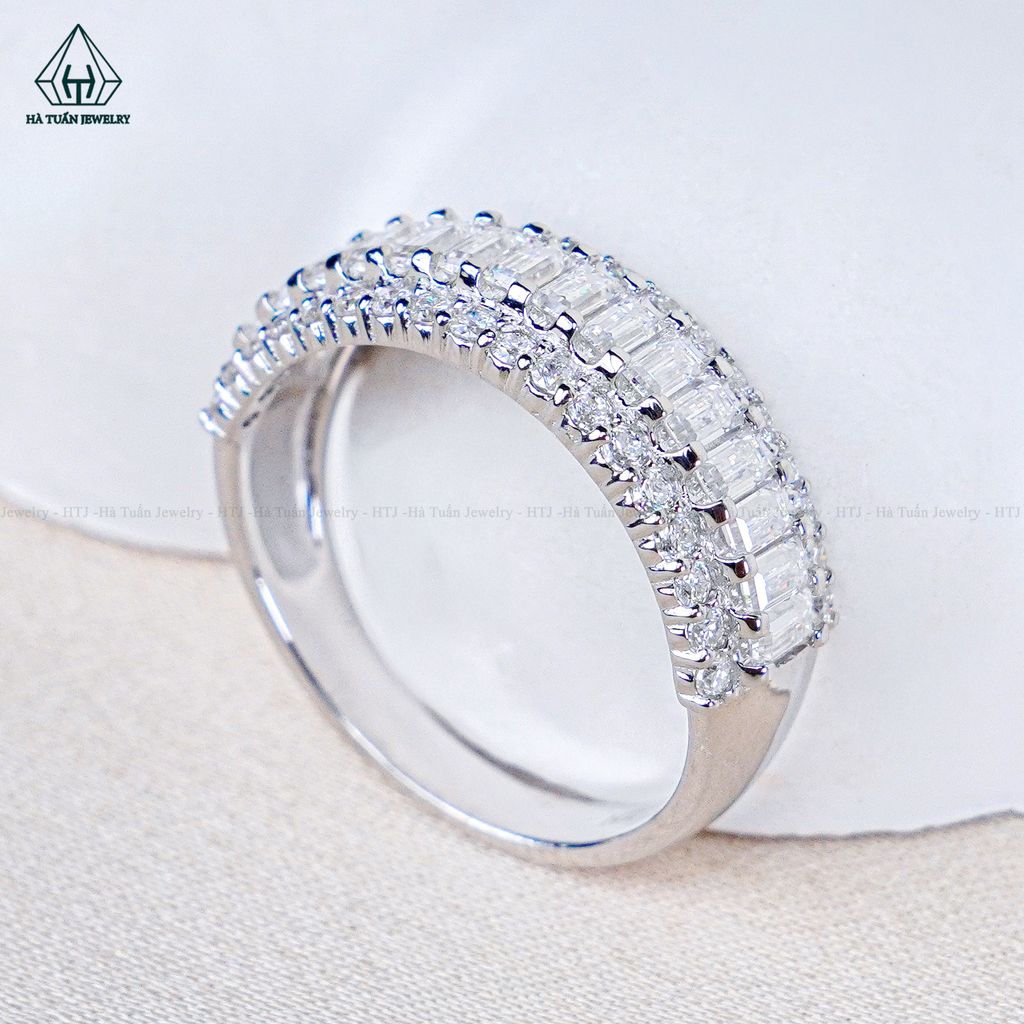 RX647 FULL MOIS Nhẫn phối baguette + tấm tròn