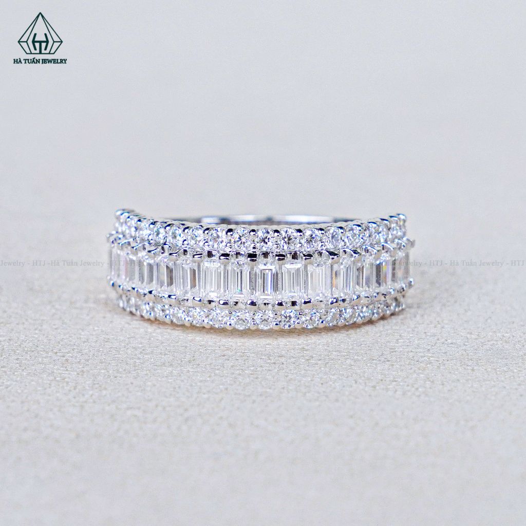 RX647 FULL MOIS Nhẫn phối baguette + tấm tròn