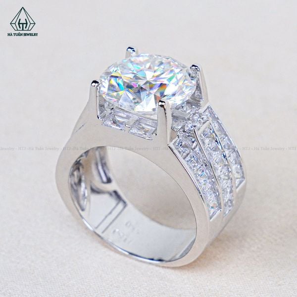  RMX083 12mm Nhẫn nam phối baguette 