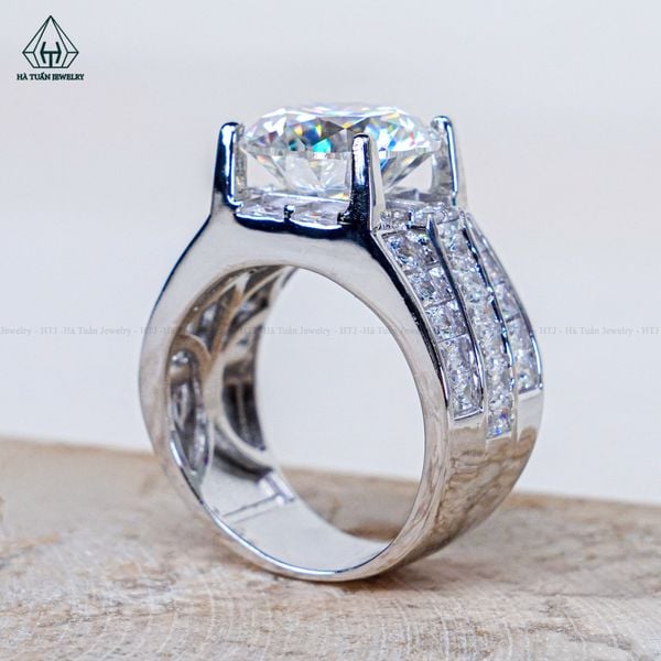  RMX083 12mm Nhẫn nam phối baguette 