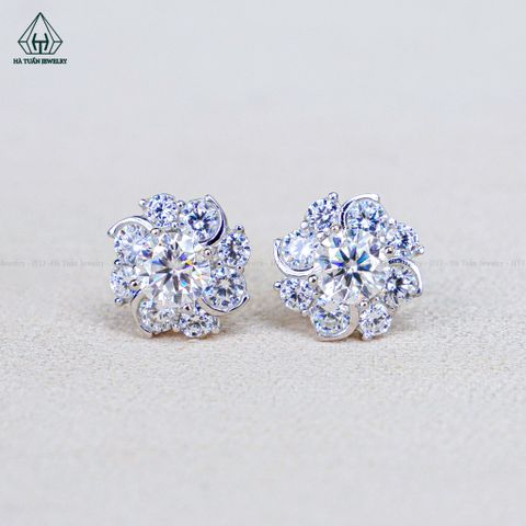 EX578 4.5mm  Bông tai hoa 8 cánh xoáy