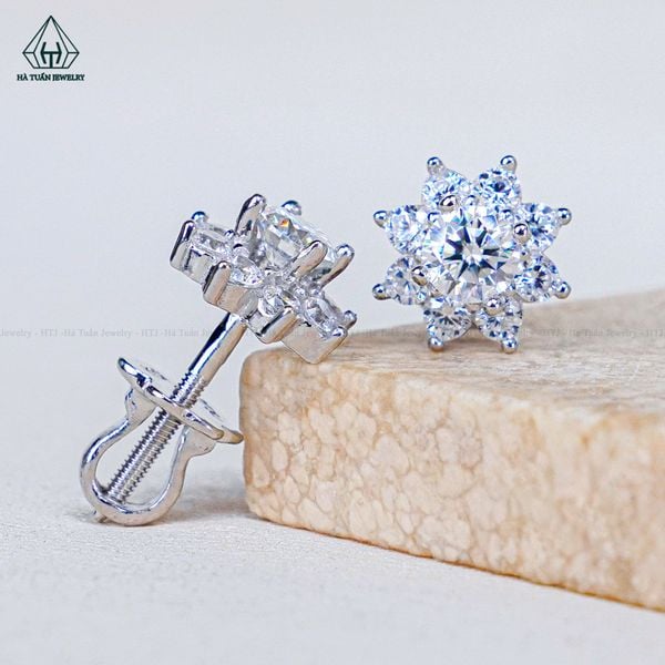  EX579 4mm Bông tai hoa 8 cánh nhọn 