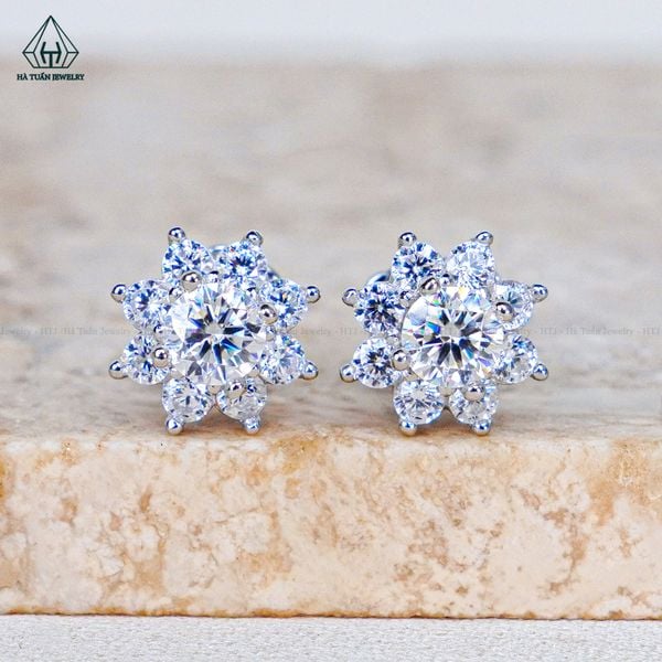  EX579 4mm Bông tai hoa 8 cánh nhọn 