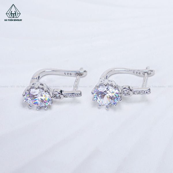  E135 Bông tai khoen đá tròn 