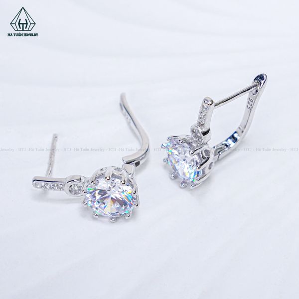  E135 Bông tai khoen đá tròn 