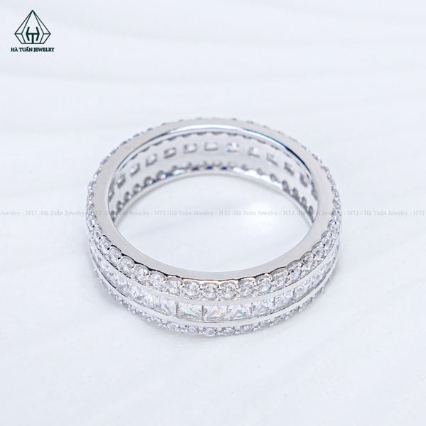  RX649 Nhẫn nữ phối Princess + tấm tròn 
