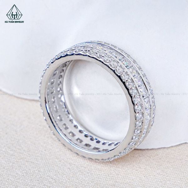  RX649 Nhẫn nữ phối Princess + tấm tròn 