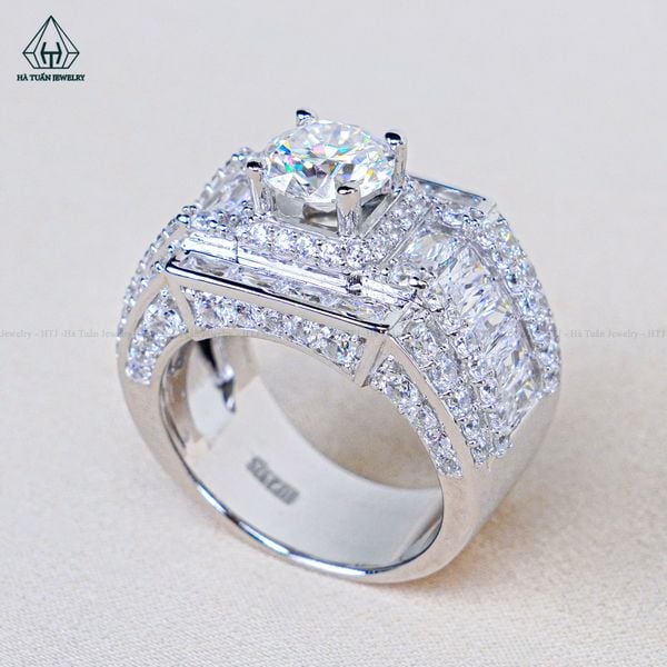  RMX198 7.5mm Nhẫn nam baguette vuông viền tấm 