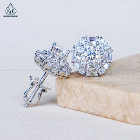 EX675 FULL MOIS 4.5mm Bông tai phối baguette
