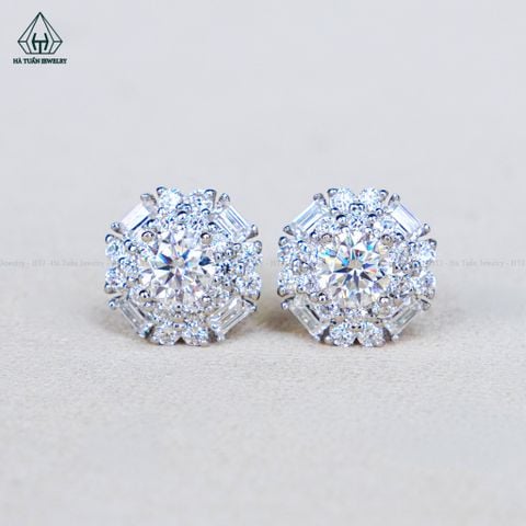 EX675 FULL MOIS 4.5mm Bông tai phối baguette