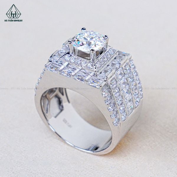  RMX201 7.5mm Nhẫn nam 5 hàng tấm +baguette 